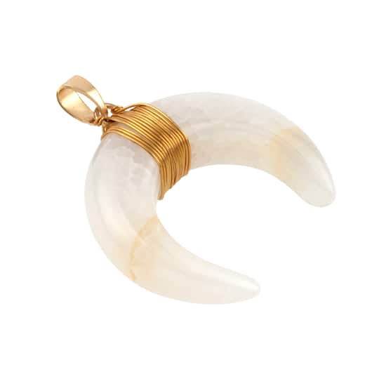 12 Pack: White Agate Moon Pendant by Bead Landing&#x2122;